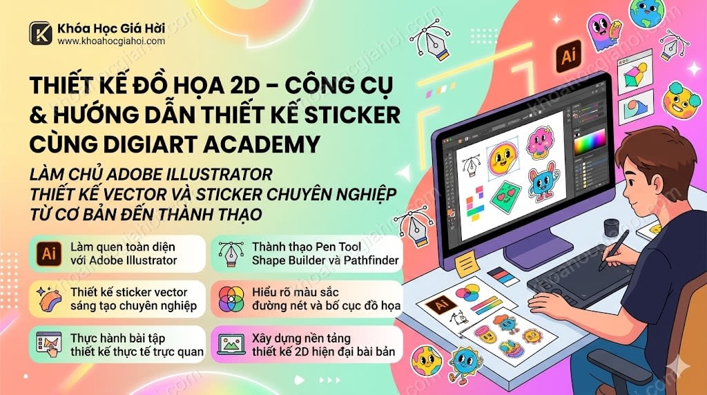 Khóa Học Thiết Kế Đồ Họa 2D – Công Cụ & Hướng Dẫn Thiết Kế Sticker Cùng Digiart Academy