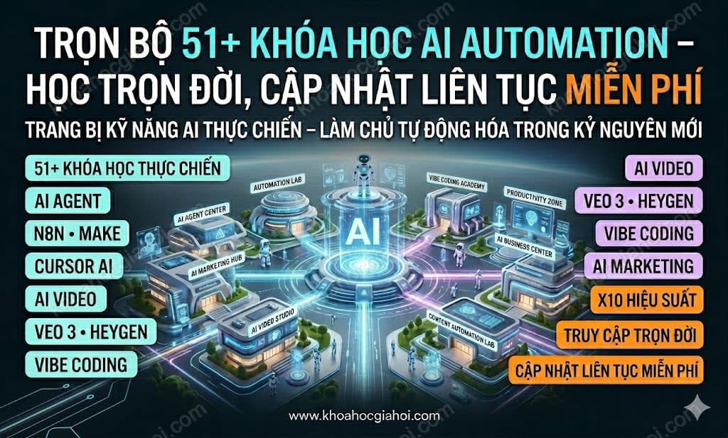 Trọn Bộ 51+ Khóa Học AI Automation – Học Trọn Đời, Cập Nhật Liên Tục Miễn Phí Trọn Bộ 51+ Khóa Học AI Automation – Học Trọn Đời, Cập Nhật Liên Tục Miễn Phí