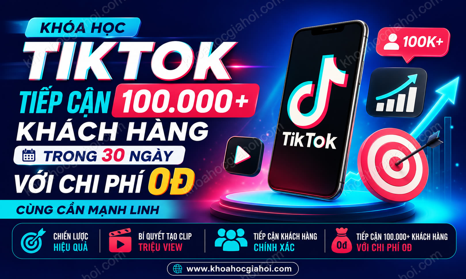 Khóa Học Tiktok Tiếp Cận 100.000+ Khách Hàng Trong 30 Ngày Với Chi Phí 0đ Cùng Cần Mạnh Linh