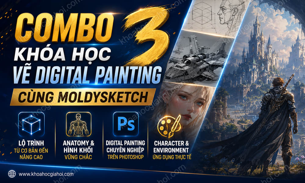 Combo 3 Khóa Học Vẽ Digital Painting Cùng Moldysketch