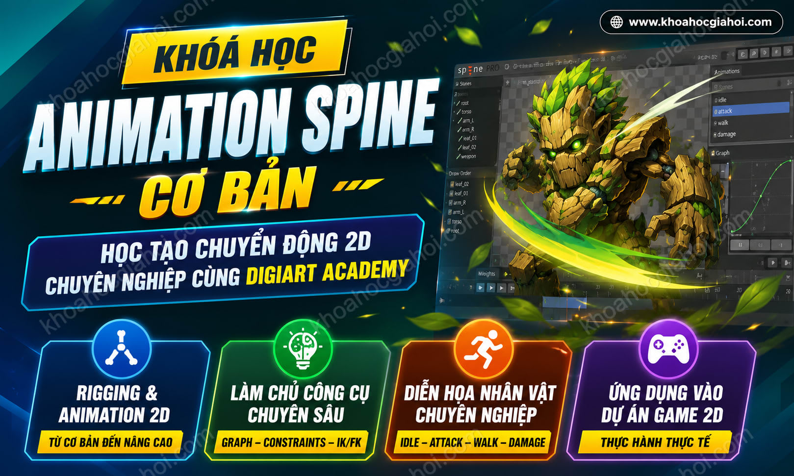 Khóa Học Animation Spine Cơ Bản – Học Tạo Chuyển Động 2D Chuyên Nghiệp Cùng Digiart Academy