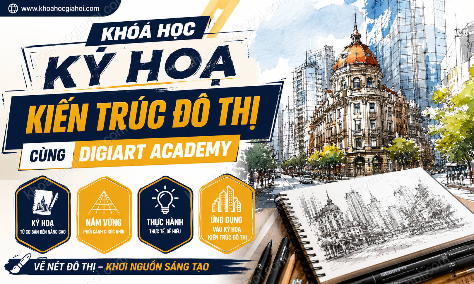 Khóa Học Ký Hoạ Kiến Trúc Đô Thị Cùng Digiart Academy