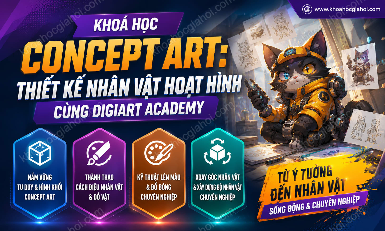 Khoá Học Concept Art: Thiết Kế Nhân Vật Hoạt Hình Cùng Digiart Academy
