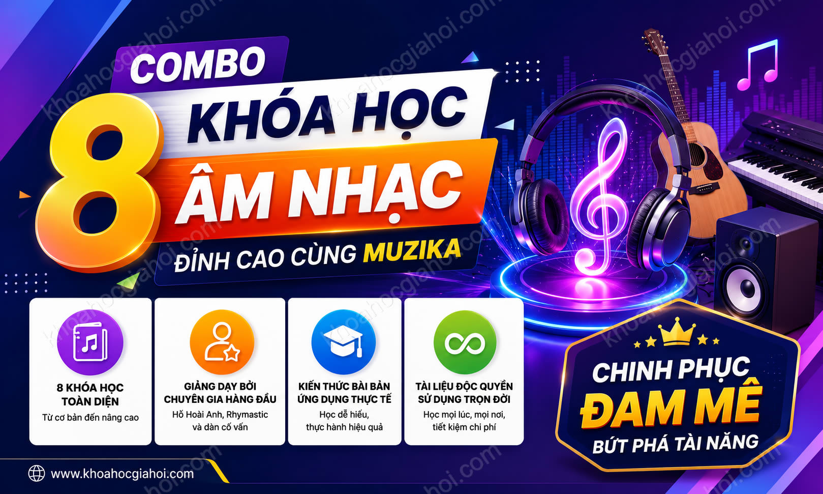 Combo 8 Khóa Học Âm Nhạc Đỉnh Cao Cùng Muzika
