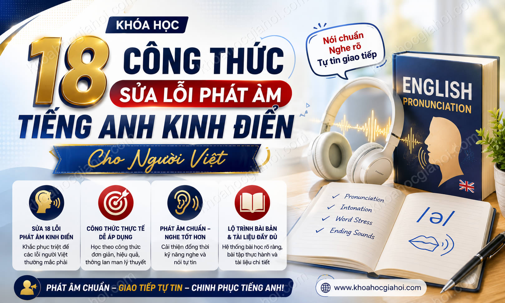 Khóa Học 18 Công Thức Sửa Lỗi Phát Âm Tiếng Anh Kinh Điển Cho Người Việt