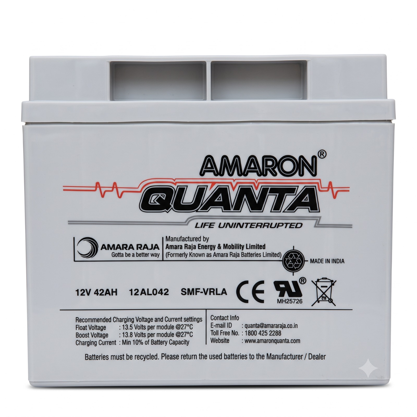 Amaron Quanta 12V 65Ah SMF Battery