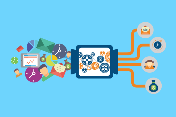 Ilustração de automação de mensagens