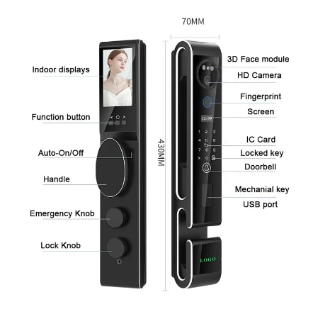WillarsMx-S777 Cerradura Inteligente WiFi, Identificacion facial, Pantalla LCD, Cámara para Videollamadas - Image 3