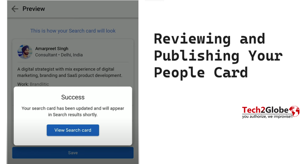 Reviewing and Publishing Your People Card