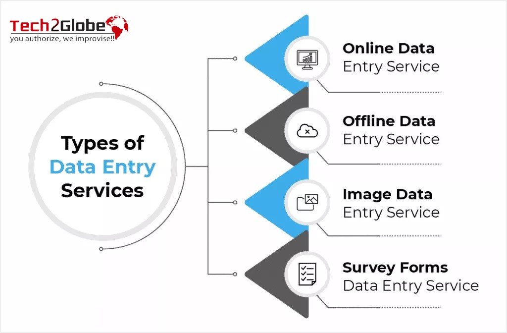 Tech2globe provides qualified professionals Data entry services to input data into the required database with the needed means. There are several types of data entry services. These include basic, online, formatting, conversion, and transcription.