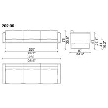 202 06 - 3 SEAT SOFA - width 251 cm. depth 88