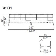 241 64 - 4 SEAT - Depth 95 x h. 65 cm - Width 317 cm.