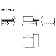 241 12 - FIXED HORIZONTAL ARMREST - Width 135 x dEpth 190 x 82 cm - Left Narrow Armrest - Right Horizontal Armrest
