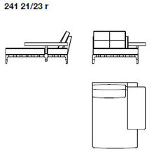241 21 - LONG ARMCHAIR - width 225 x depth 10 x h.82 - FIXED HORIZONTAL ARMREST RIGHT