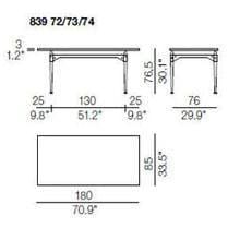 Rectangular Table (Wooden and Crystal Glass Top 180 x 85 cm)