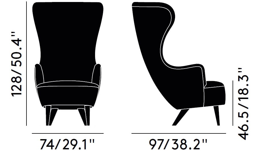 Wingback 97x74xh128 cm