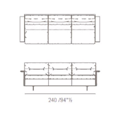 Three seater flat armrests