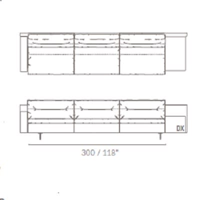 Three seater large with medium armrest + box armrest