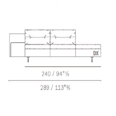 Sofa with bench 240 cm low armrest