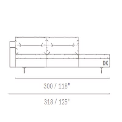 Sofa with bench 300 cm medium armrest