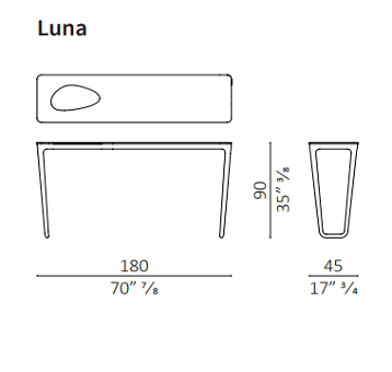 180 cm with corian and hollow tray top