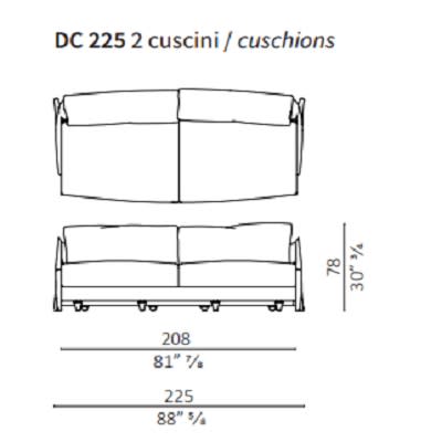 225 cm - 2 backrest cushions