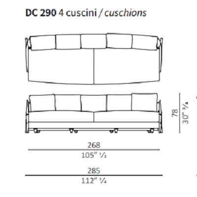 290 cm - 4 backrest cushions