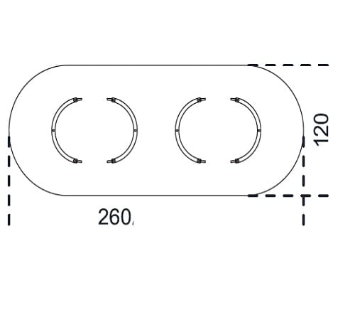 Ovale 260x120 cm 