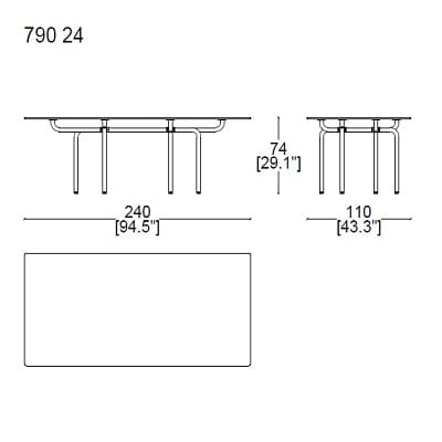 Rectangular 240x110xH74 cm