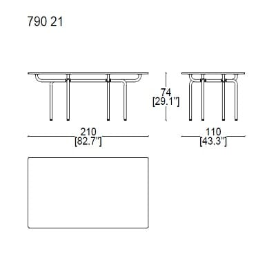 Rectangular 210x110xH74 cm