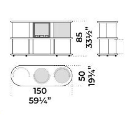 150x50xH85 cm with rotating compartments