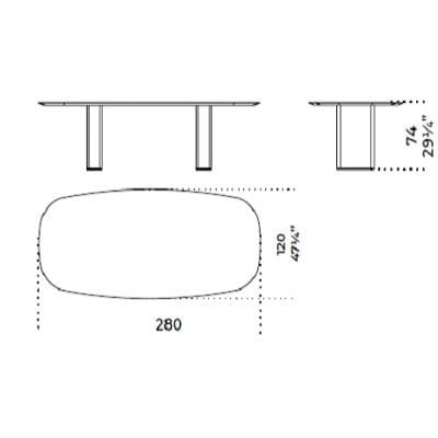 Ovale 280x120 cm