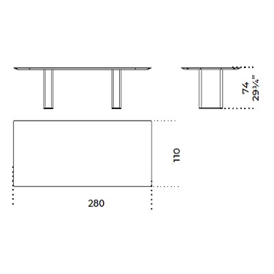 Rectangular 280x110 cm