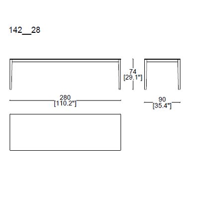 280x90 cm