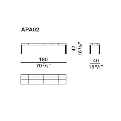 APA02 180x40 cm -fully upholstered seat