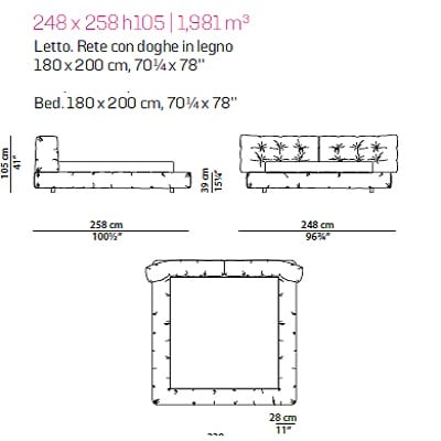 Bed for mattress 180x200 cm