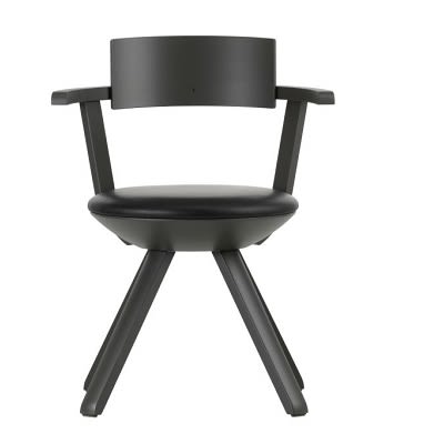 Legs, armrest and backrest: birch, asphalt lacquer Seat shell: polypropylene, asphalt Seat: natural leather, nero - +$150.74