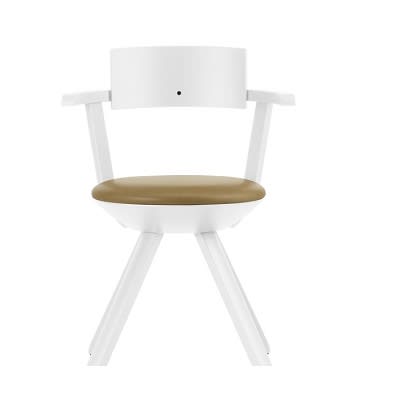 Legs and armrest: birch, white lacquer Seat shell: polypropylene, white Seat: natural leather, caramel - +$188.32
