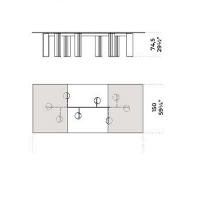 Version with two lead painted glass tops and one extralight glass top