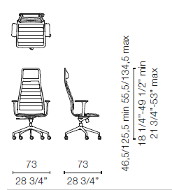 LSX55 CBR(Base chair 5 spokes on castors with armrests)