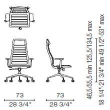 LS55 CBR(Base chair 5 spokes on castors with armrests)