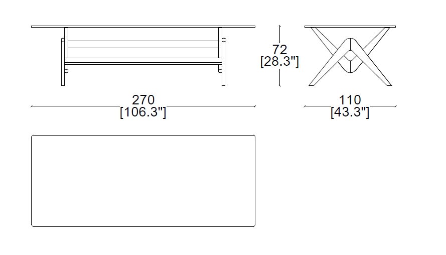 Cassina 056 Capitol Complex table sizes 