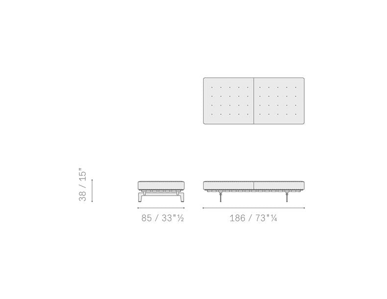 Poltrona Frau Clayton bench size