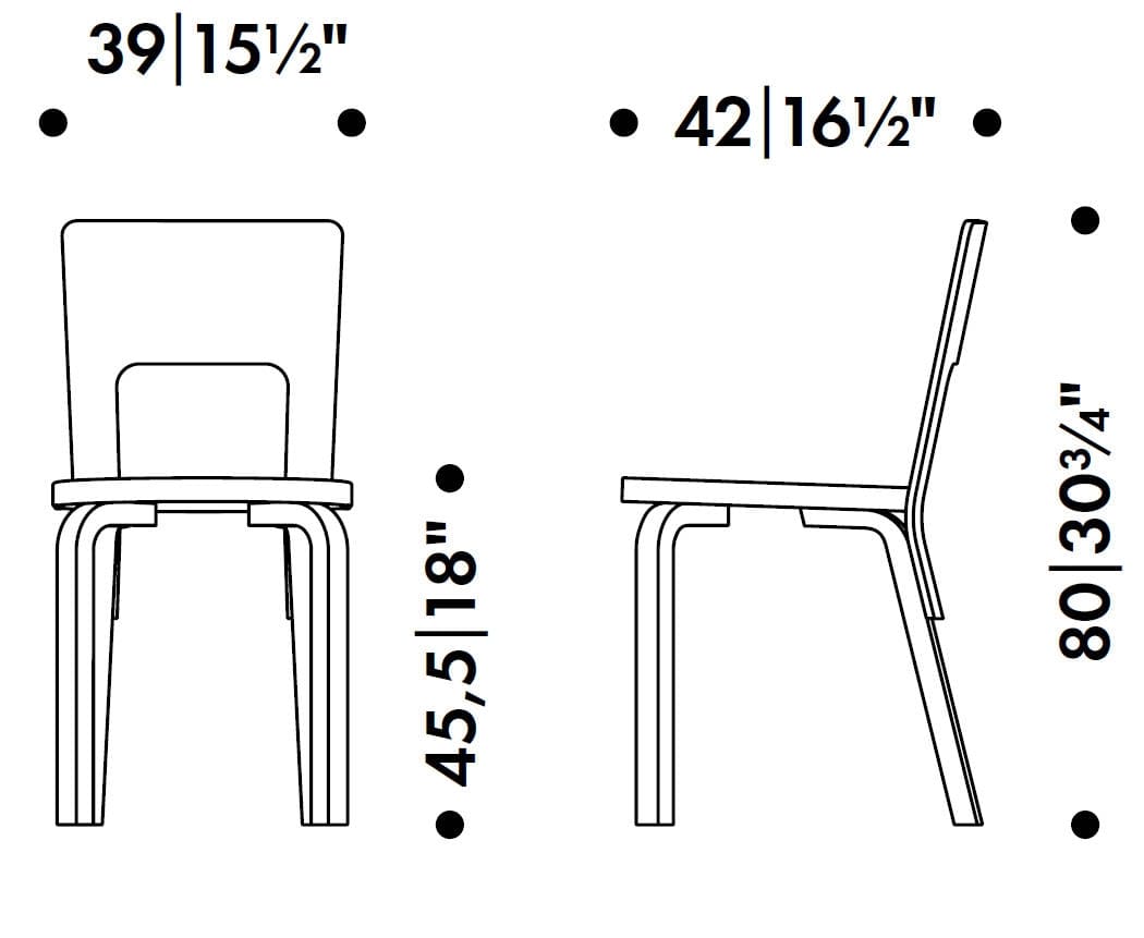 Artek chair 66 Dimensions