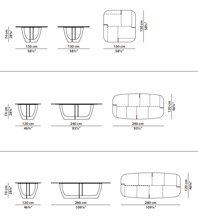 Baxter Romeo table dimensions