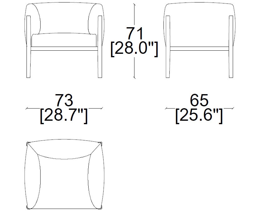 cassina-144-cotone-armchair-sizes