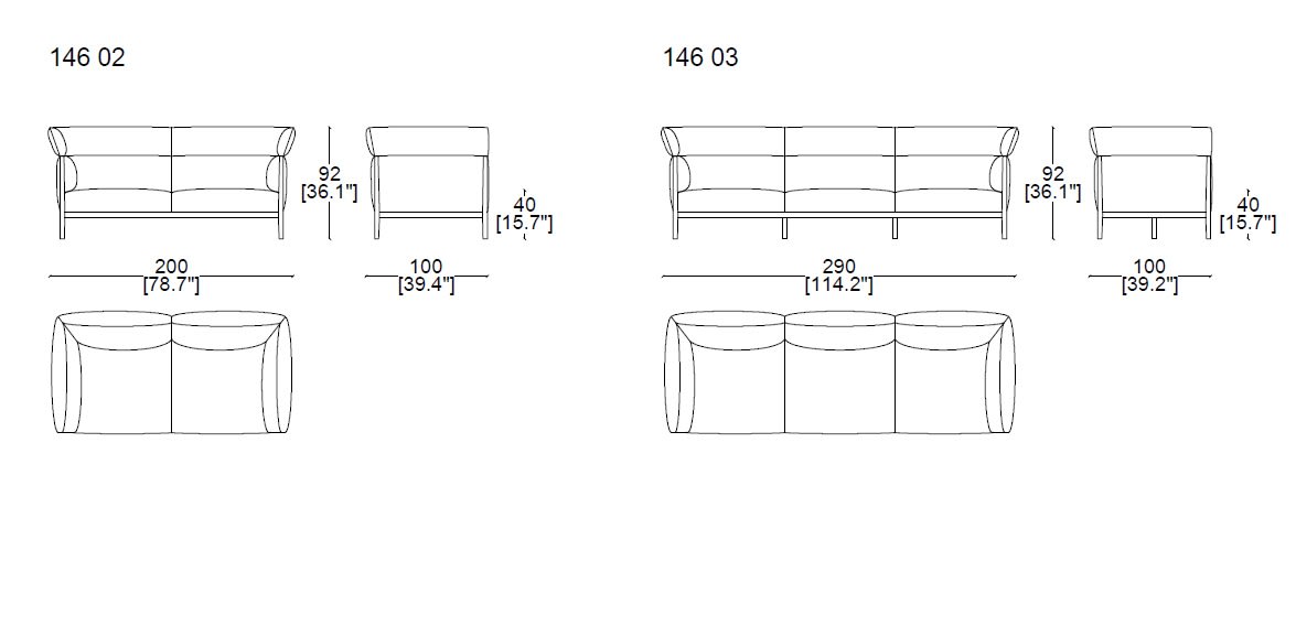 Cassina-146 Cotone-High-Sofa-size