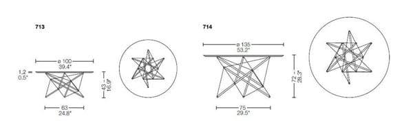 cassina 713/714 coffee table dimensions