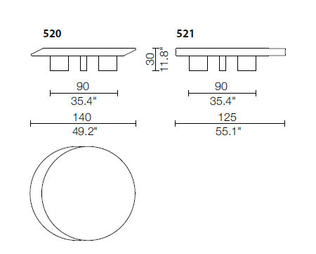 cassina accordo coffee table dimensions