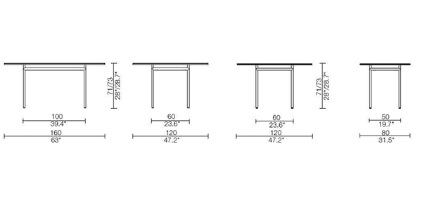 cassina lc12 la roche table dimensions